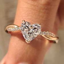 2.30CT Heart Cut VS1 Lab Grown Diamond Twisted Band Wedding Ring 14K Yellow Gold