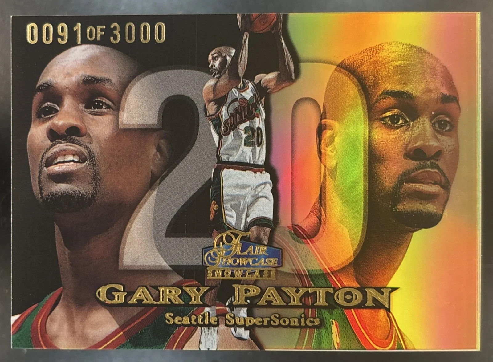 1998-99 Fleer Flair Showcase Gary Payton Row 1 /3000 #37 Seattle SuperSonics