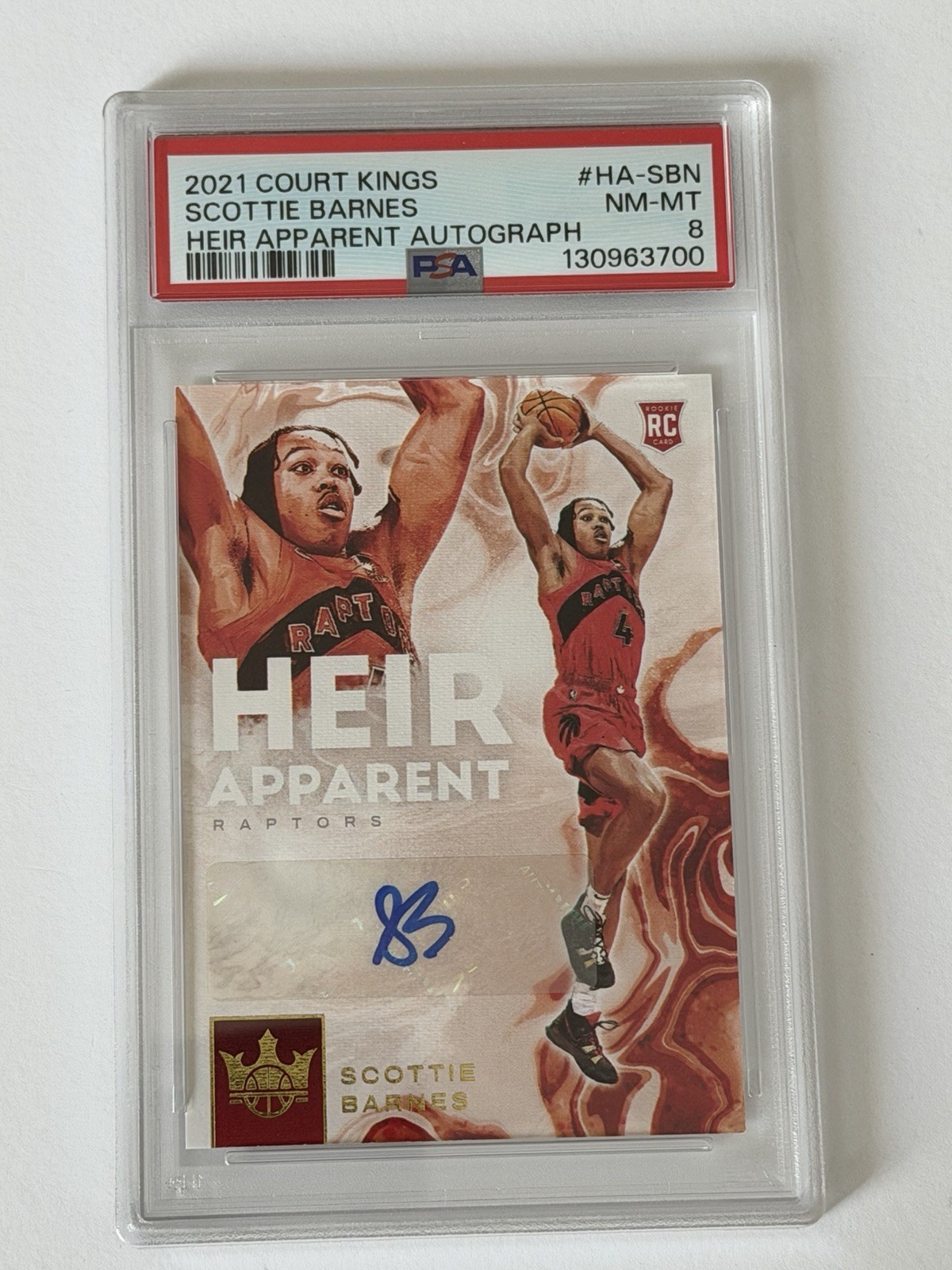 2021-22 Panini Court Kings Scottie Barnes Heir Apparent RC Autograph /199 PSA 8 view 1