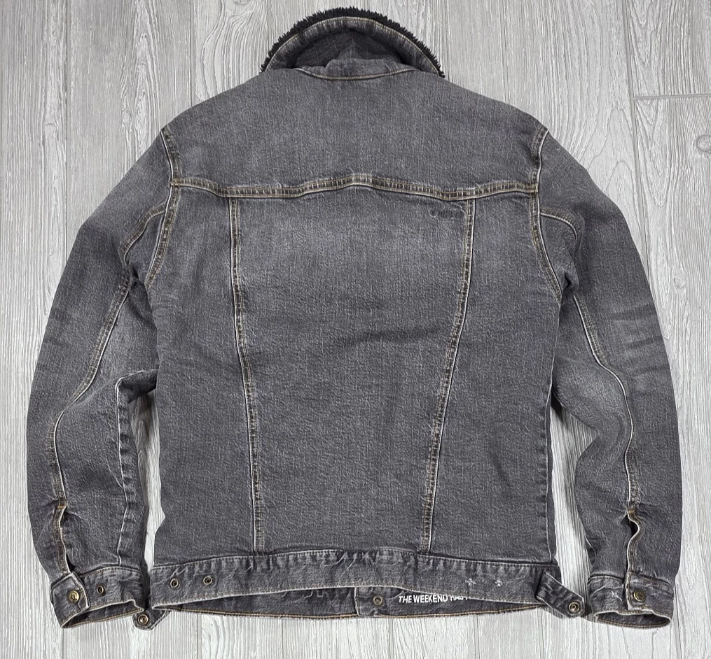 Chubbies Men's Fade Gray Denim Sherpa Black Lined Trucker Jacket Pockets Size M - product detail image 9