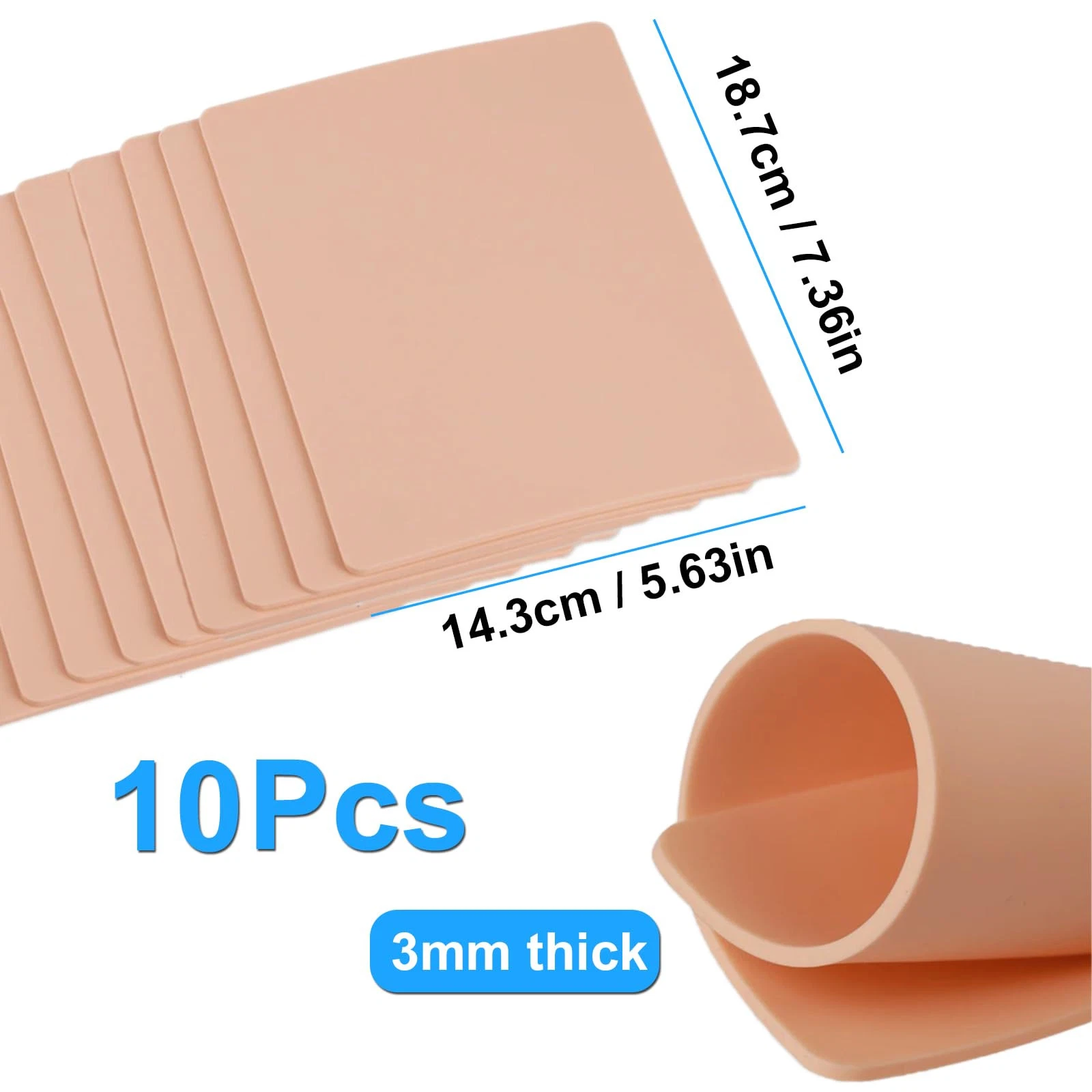 3mm Tattoo Fake Skin MIUXIA 10pcs Tattoo Skin Practice 7.4x5.6" 3mm Thick Tattoo - product detail image 6