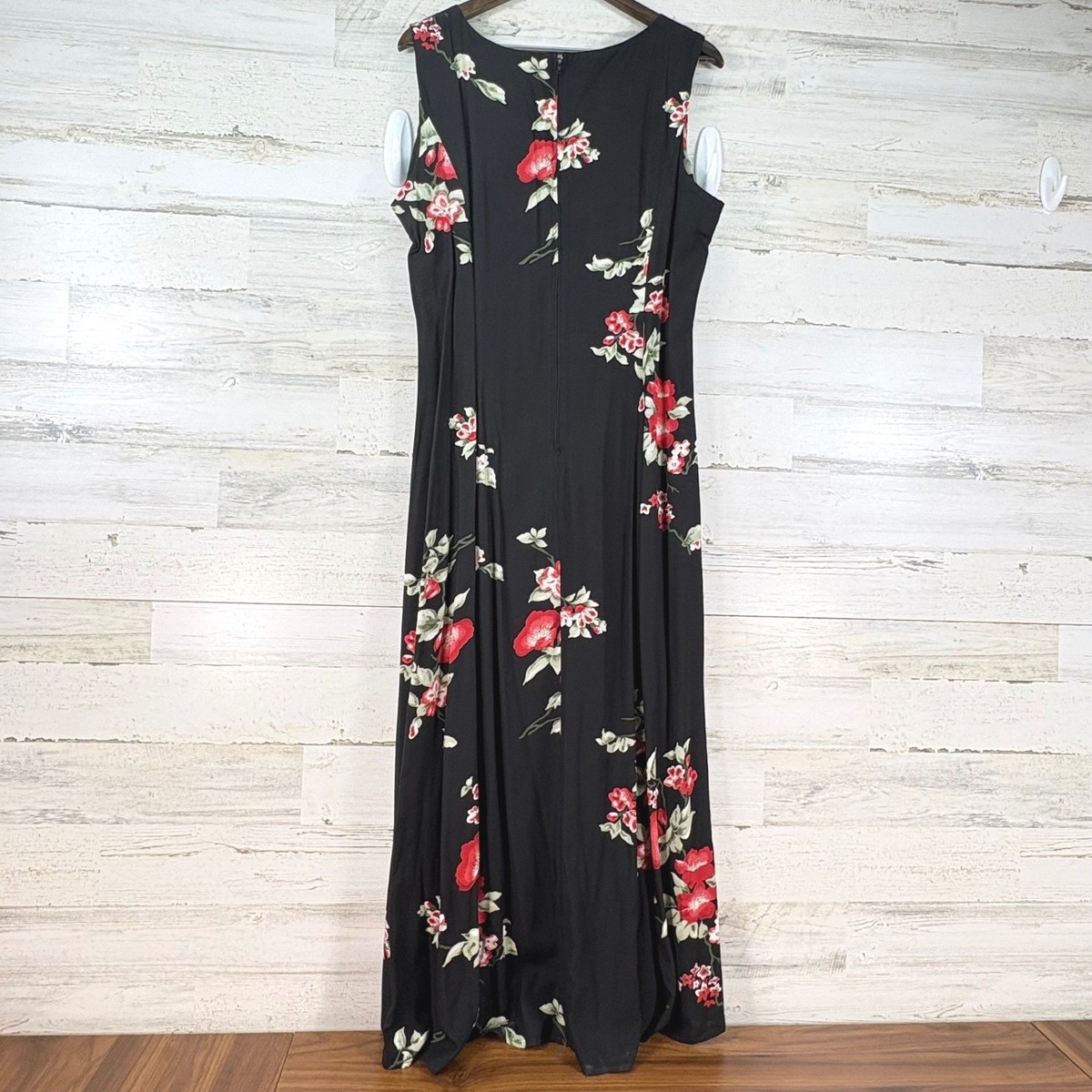 Cimmaron Dress Black Red Floral Maxi Dress Sleeveless Vintage 90s Grunge  Size 16 | eBay