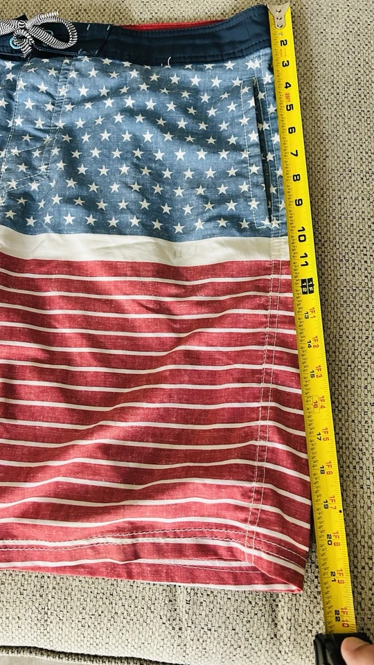 Гибридные мужские шорты Mossimo Rip Curl 34 звезды и полосы стрейч с флагом США - Изображение 4 из 4