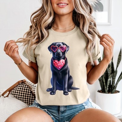 Black Lab Heart Sonnenbrille Valentinstag Damen T-Shirt