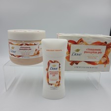 Dove Holiday Cinnamon Pumpkin Pie 4 Bars Soap, 1 Body Scrub 15Oz Antiperspirant