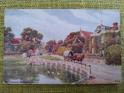 J Salmon um 1920 Rottingdean Nr Brighton, PC.  A R Quinton. Dorfszene, Nr 1093