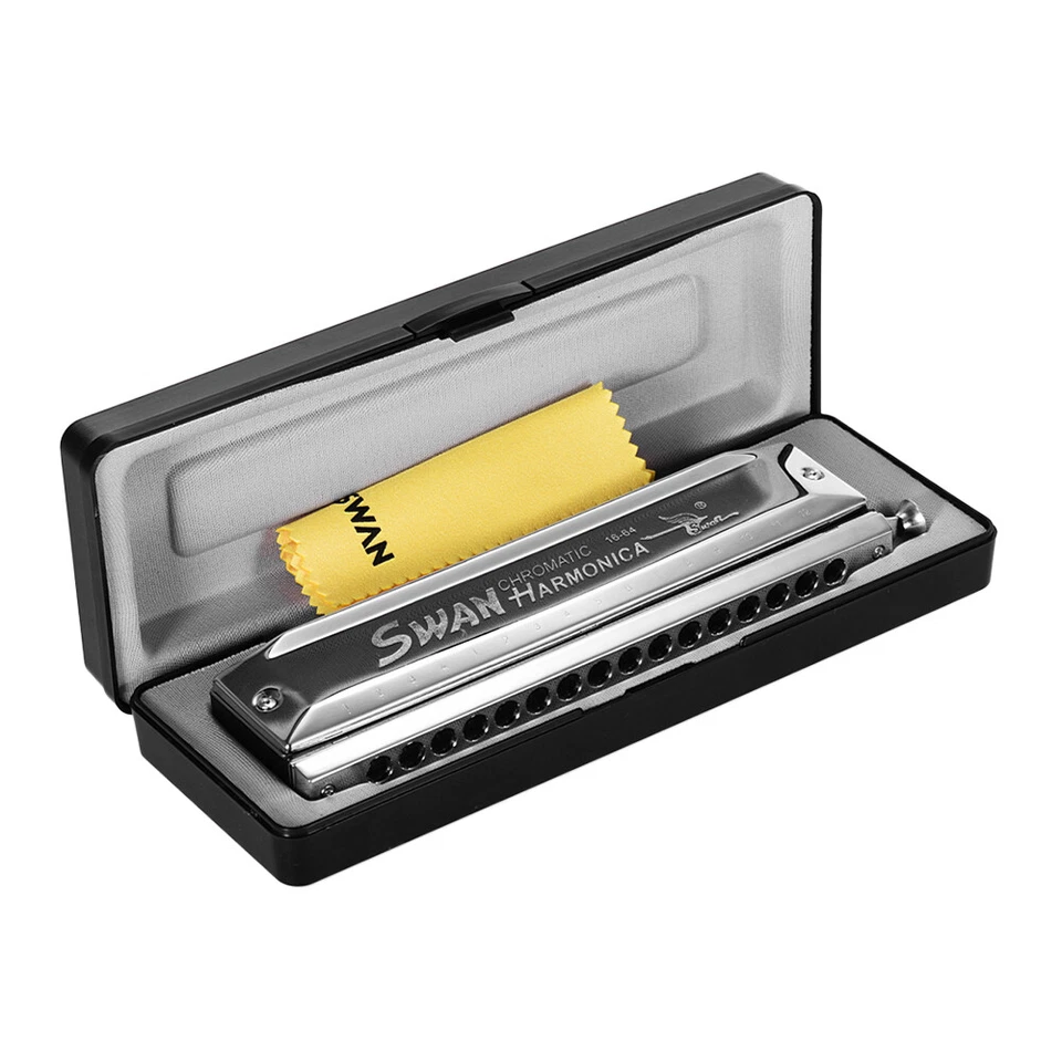 Swan SW-1664 16 Holes Chromatic Harmonica C 64 Tones Mouth Organ with E9R9 - Image 3 of 4