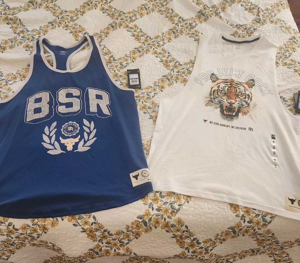 Under Armour Project Rock size XL Tiger & BSR Tank Top Lot of 2. $85