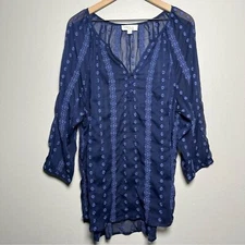 Olive & Oak Women Plus Size Top 3X Embroidered Sheer Long Sleeve Cottage Boho