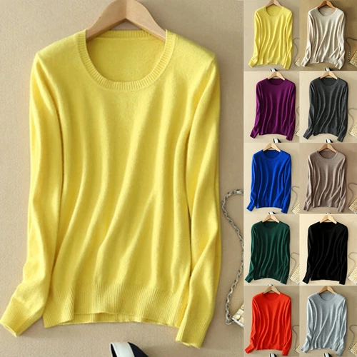 Damen Freizeit Herbst Oberteil Slim Strick Pullover Langarm Pulli - Bild 6 von 33