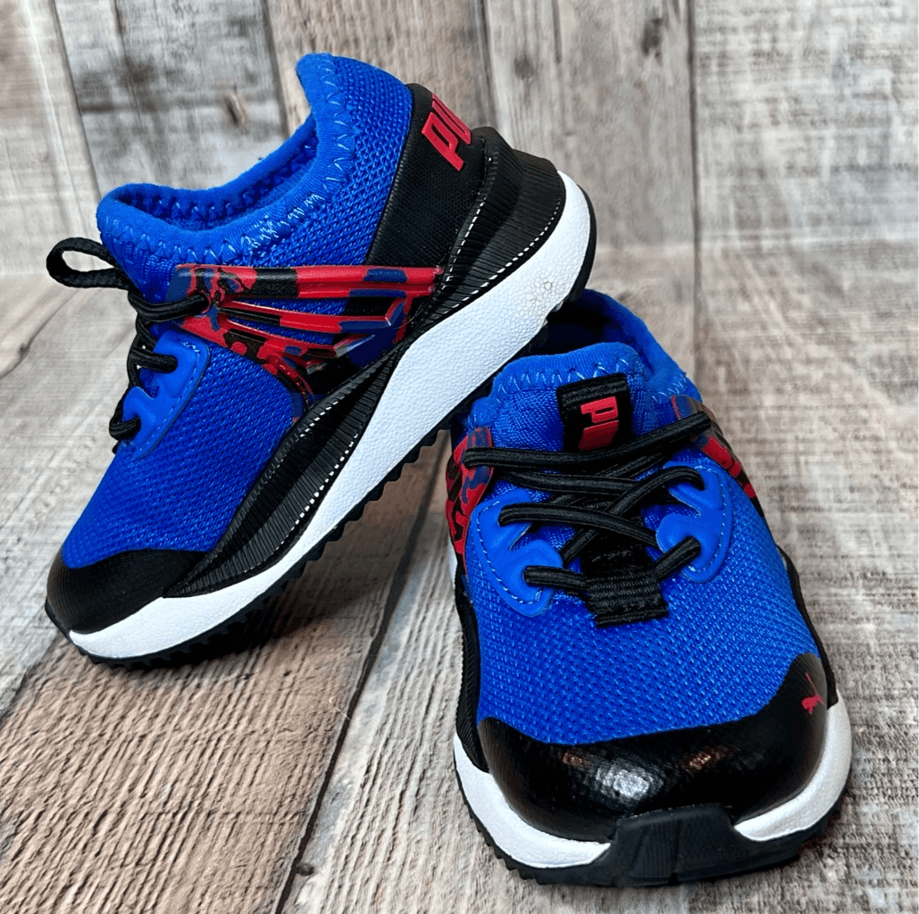 Puma 388291-01 Pacer Future Slip On Blue Mesh High Risk Red Black Sneakers  5C