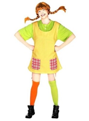 Damen Pippi Langstrumpf Kostüm Halloween Verkleidung Outfit XS SM M L XL XXL