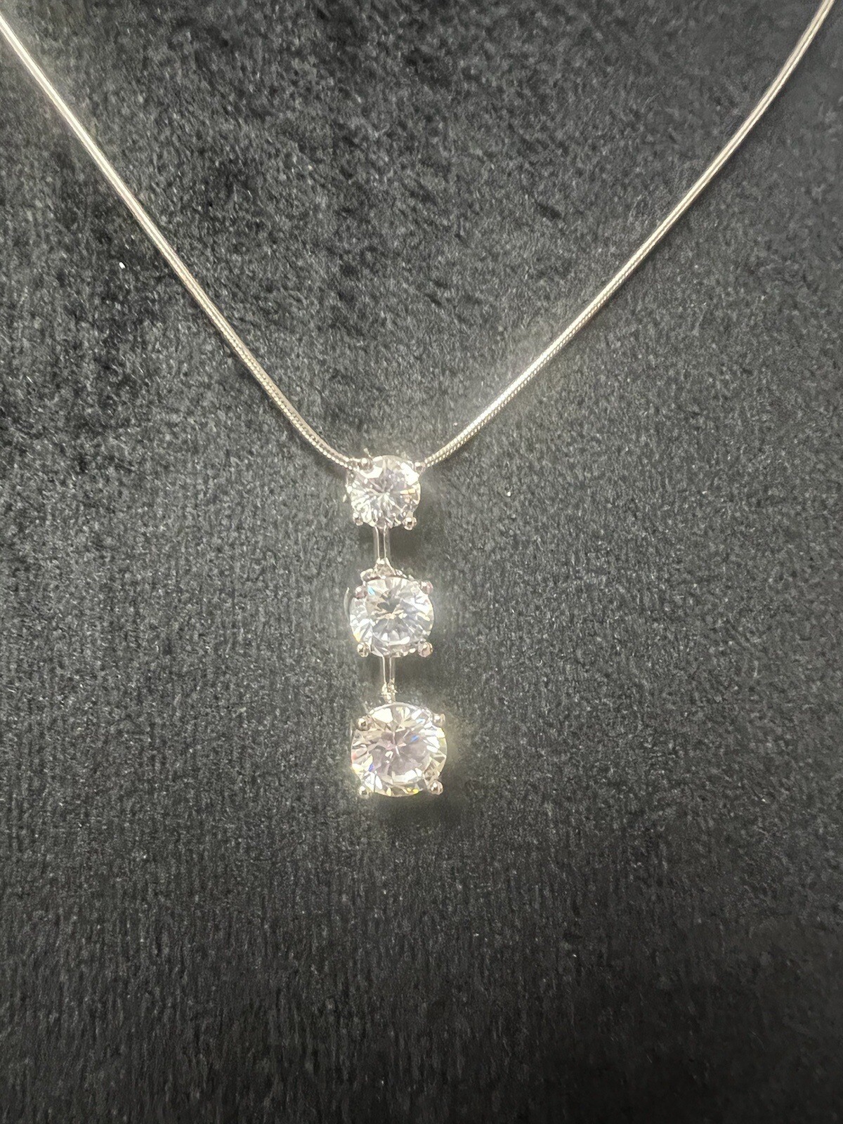 Unsigned Clear Stone Dangle Three Stone Crystal P… - image 8