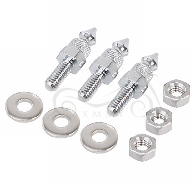 3X Chrome Aluminum Impaler Spike Windscreen Fairing Bolt For