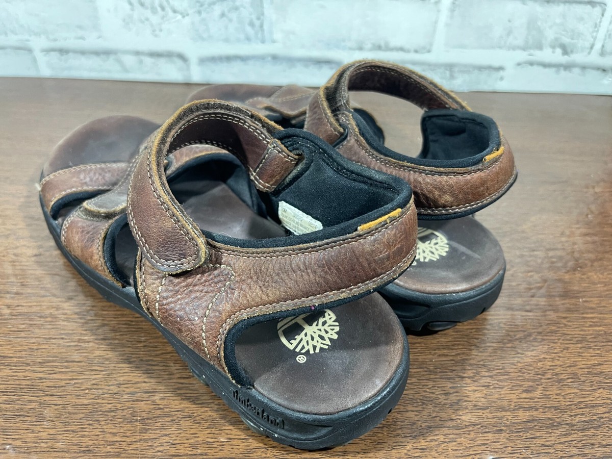 Timberland Mens 10M Brown Leather Sandals Hiking Strappy 