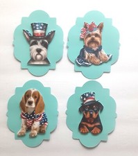Patriotic Puppy Dogs Dimensional Card Front Scrapbook Embellishment 872