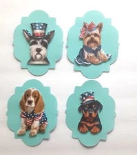Patriotic Puppy Dogs Dimensional Card Front Scrapbook Embellishment 872