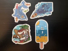 shark Stickers for water bottles, crafts, etc. 4 stickers