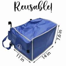 Large Reusable Environmentally Friendly Clip-On To Shopping Cart Bag Folds Flat