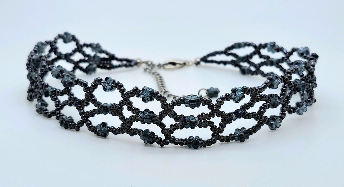 C001 Fashion Handmade black seed beaded party Choker Necklace
