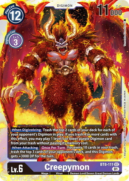 BT8-111 Creepymon Secret Rare Mint Digimon Card