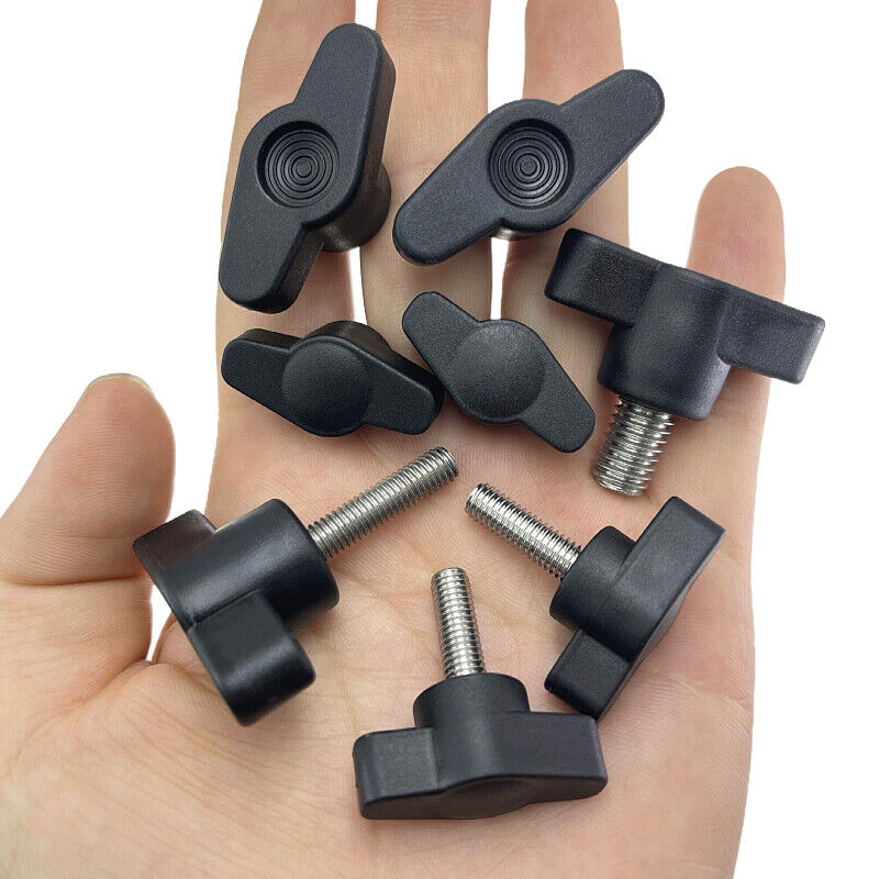M6 M8 M10 Metric Size Hand Tighten Grip Clamping Stainless Steel Round Knurled Head Black Plastic Knob