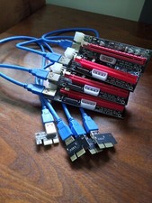 4x PCI-E 1x to 16x Powered USB3.0 GPU Riser Extender Adapter Card Board Cable