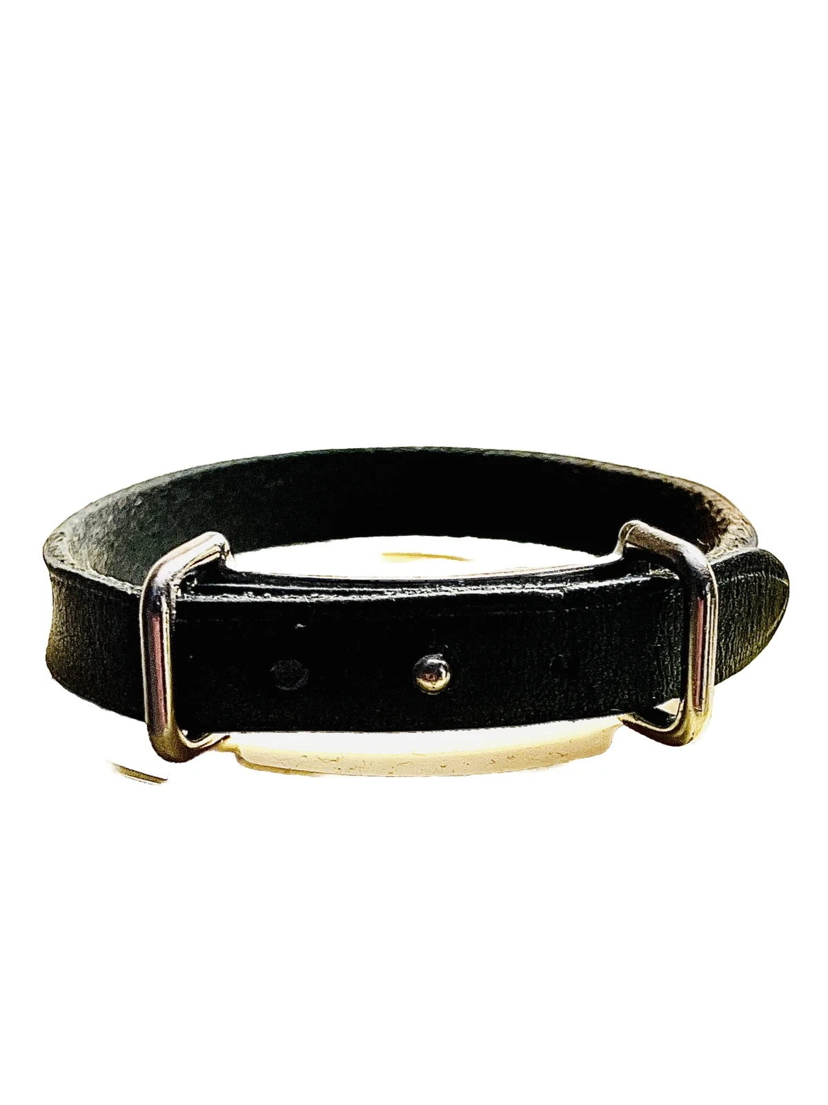 HERMÈS Bracciale Hermes Vintage Api Wrap Pelle Nera Placcato Palladio Small