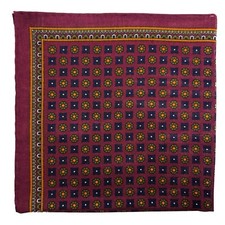 Burgundy Floral Wool/Silk Pocket Square Hand-Rolled in England 