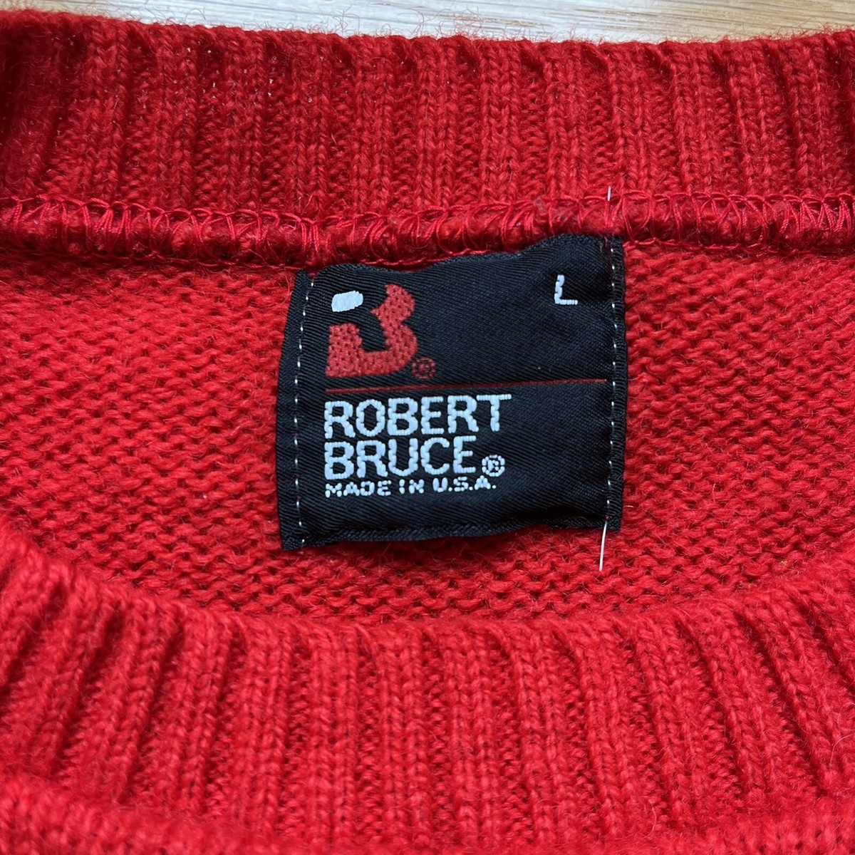 Vintage Robert Bruce Sweater Size Large Red Knit Pullover Made in 