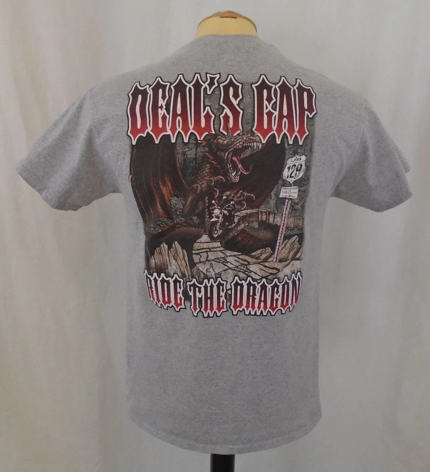 Deal's Gap Motorcycle Resort Ride The Dragon Medium Grey T shirt - Image 2 of 4