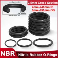 2.5mm Cross Section NBR Nitrile Rubber O Ring 4mm-245mm ID Oil Resistant Seals