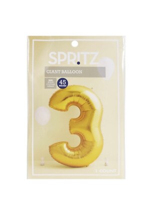 New SPRITZ Giant Gold Shiny Balloon Number #3 Birthday Party 45  Inches Tall