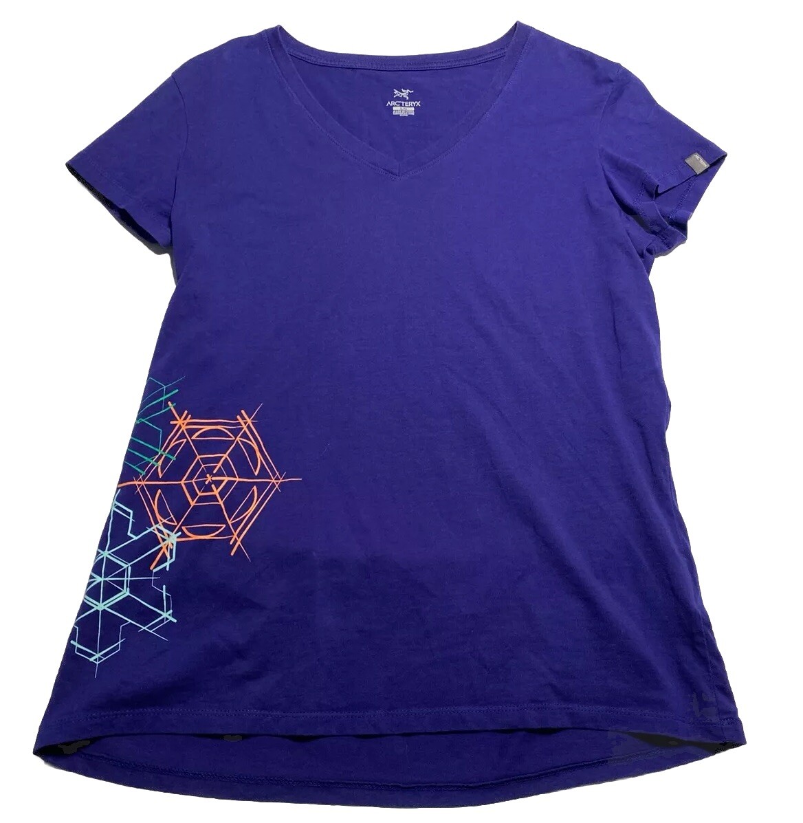 Camicia da donna viola Arc'teryx taglia large manica corta collo a V