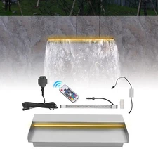 Fountain Waterfall Spillway Stainless Steel With Multicolor LED Light+Remote