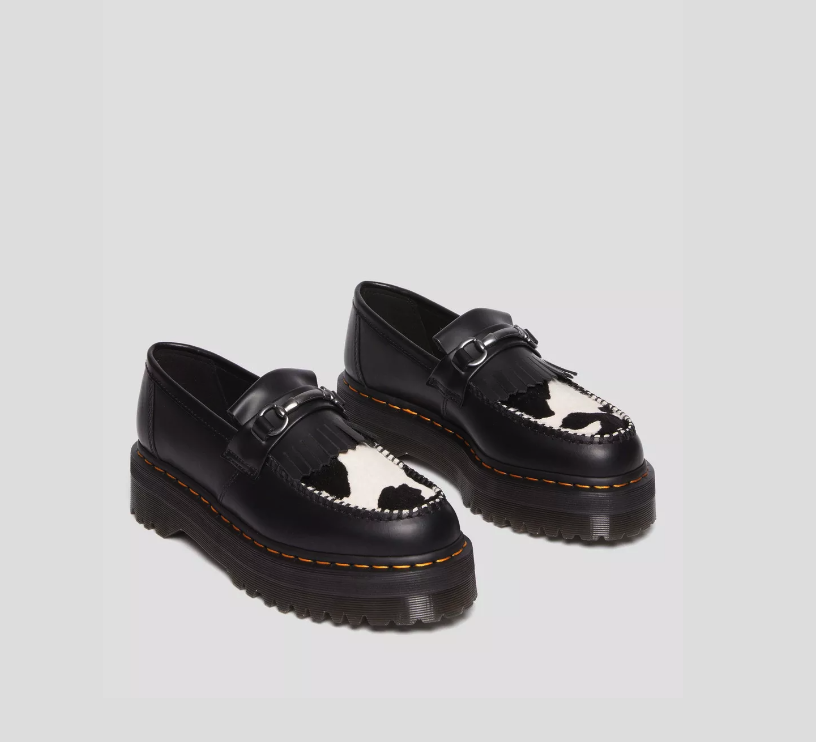 DR. MARTENS ADRIAN SNAFFLE HAIR-ON COW PRINT PLATFORM LOAFER DR. MARTENS ADRIAN SNAFFLE HAIR-ON COW PRINT PLATFORM LOAFER
