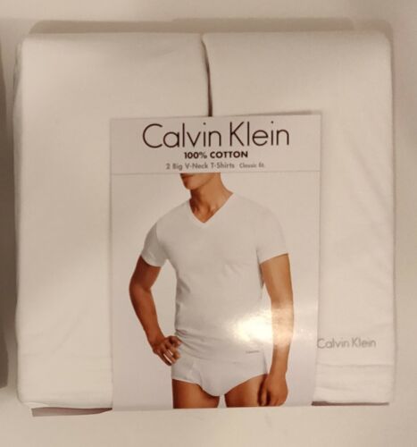 2 GENUINE CALVIN KLEIN 3XL 4XL 5XL COTTON WHITE BLACK V NECK T-SHIRTS  UNDERSHIRT | eBay
