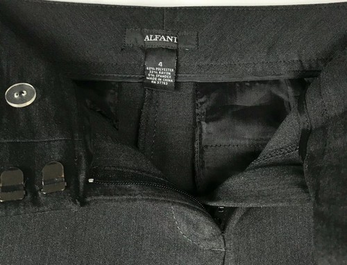 Alfani Womens Dress Pants Size 4 Charcoal Gray Straight Leg 33” Inseam Career - Picture 2 of 5