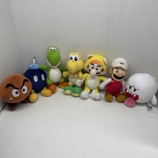 Super Mario Plush Toy Lot Of 7 Mario, Yoshi, Boo, Goomba, Koopa Great Condition 