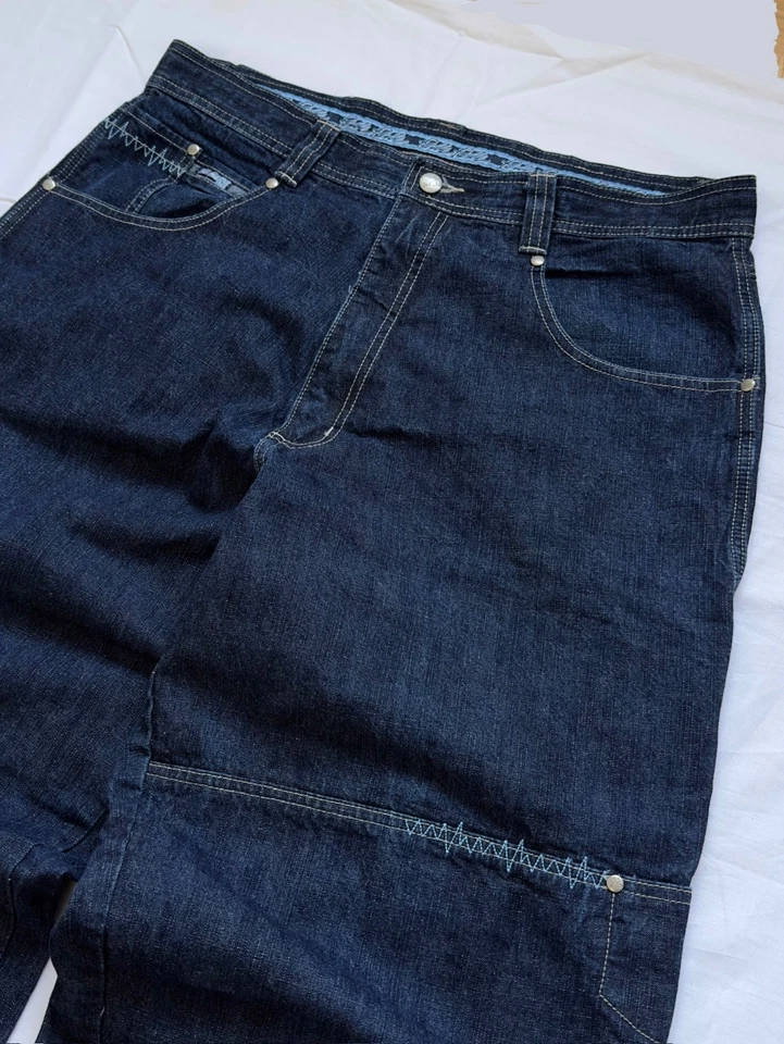 VINTAGE PELLE PELLE DENIM RAP HIP HOP BAGGY SKATE CARPENTER ANNÉES 90 RARE JE... - Photo 3/4