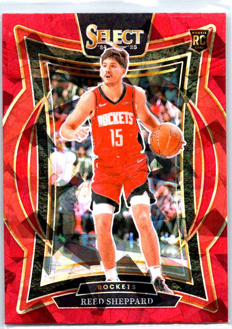 2024-25 Panini Select #68 Reed Sheppard Red Cracked Ice Prizm