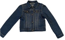Crazy 8 Girls Blue Denim Jacket Button Up Size 7-8 Medium Long Sleeve Pockets
