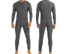 Gray Unisex Spandex Zentai costume Dancewear Unitard No Hood Hands feets