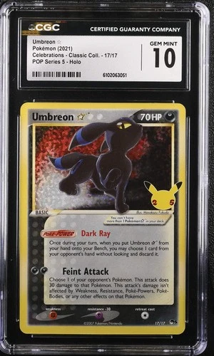 Umbreon 17/17 CGC 10 Gem Mint 2021 Pop Series 5 Holo Celebrations - Classic Coll