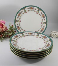 Alt Tirschenreuth 1838, Trionan - 6 St. Kuchenteller 19 cm. Türkis, Blumen