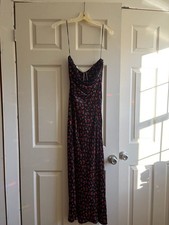 Anthropologie The Tilda Slip Dress Size S Black Red Strawberry Midi