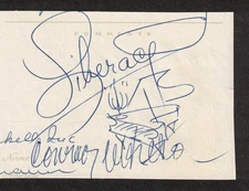 Liberace & Conrad Hilton Original Dual-Signed Autograph Cut Signature w/ Sketch