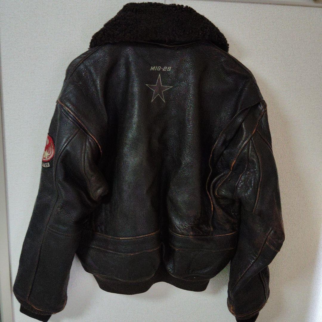 Vintage Avirex G-1 Flight Leather Jacket MiG-29 Design Outer Mens Size S image 2