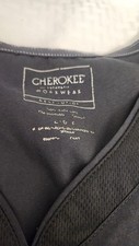 Cherokee Workwear Revolution V-Neck Scrub Top with Side Panels, Black, Size Larg
