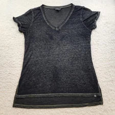 Rock & Republic Burnout Baby Tee T-shirt M Black y2K 90s 2000s Goth Punk